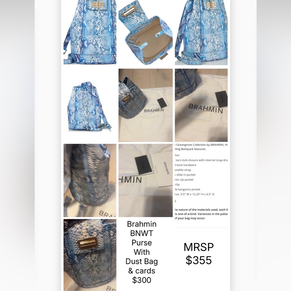 Brahmin Ocean-grove Maddie Sling Backpack Purse - BNWT- cards & dust bag include
